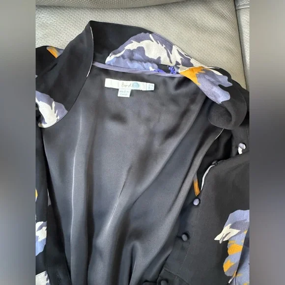 Boden Black Floral Button Front Midi Dress – Women’s Size 2R - Picture 7 of 8